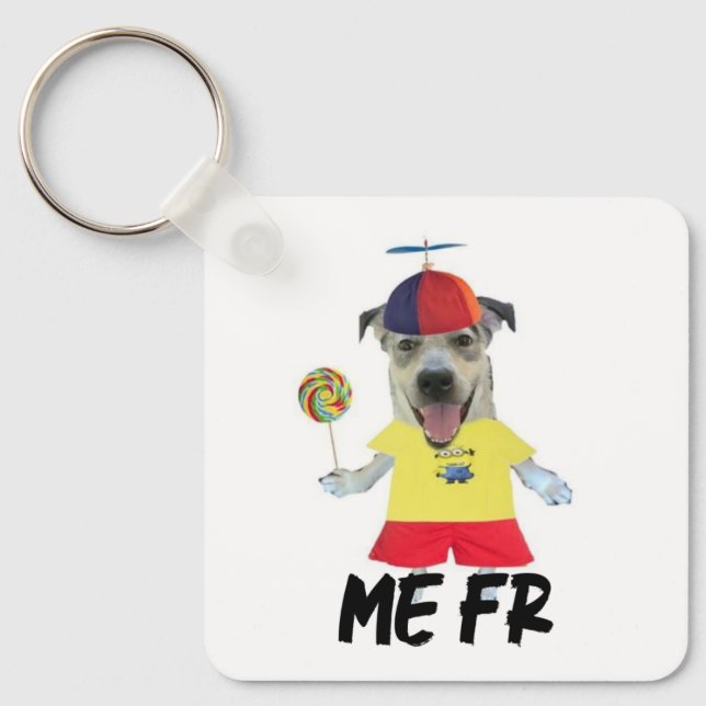 Dog propeller hat funny quote key ring (Front)