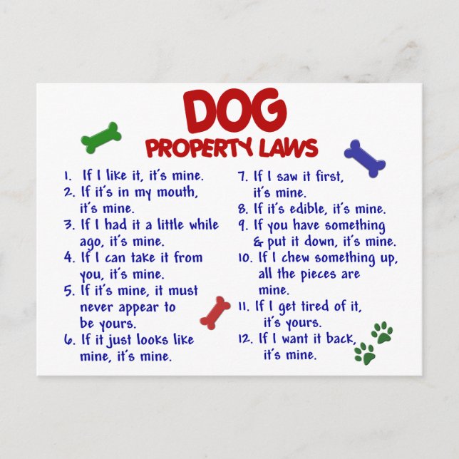DOG Property Laws 2 Postcard (Front)