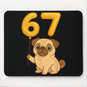 Dog Pug 67 Meme Six Seven Balloon Funny Gen Alpha  Mouse Mat