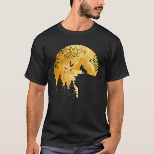 Dog Pug and the moon silhouette  Halloween Cute 1 T-Shirt