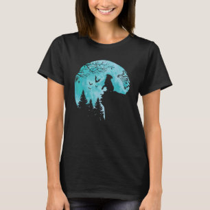 Dog Pug and the moon silhouette Halloween Cute 2 T-Shirt