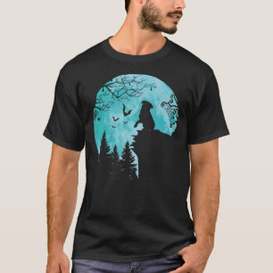 Dog Pug and the moon silhouette Halloween Cute 2 T-Shirt