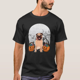 Dog Pug and the moon Tees Halloween