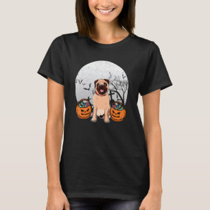 Dog Pug and the moon Tees Halloween