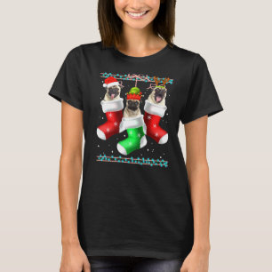 Dog Pug Christmas Socks Xmas Pajama Pet Puppy T-Shirt
