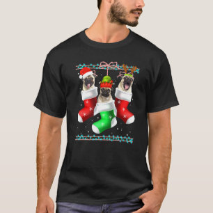 Dog Pug Christmas Socks Xmas Pajama Pet Puppy T-Shirt