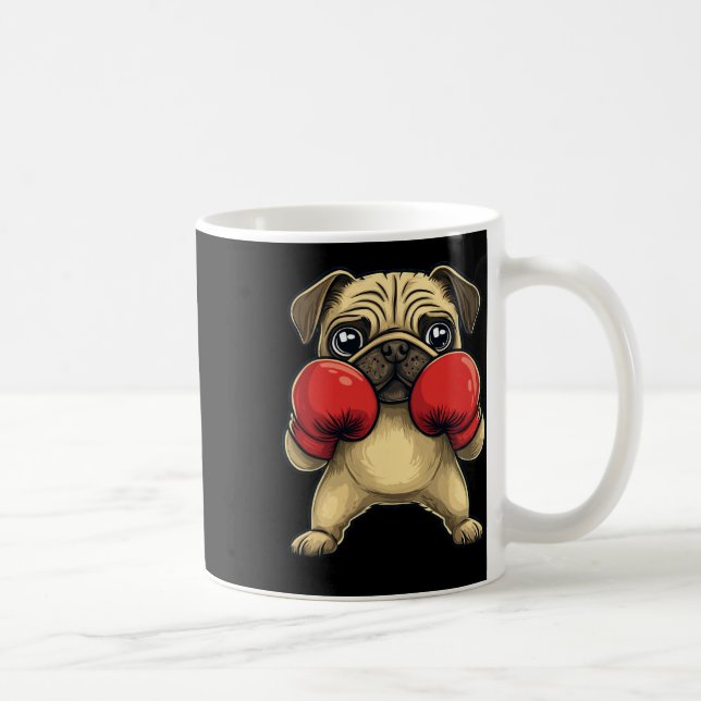 Dog Pug Dressed As A Boxer Funny Boxing  Coffee Mug (Right)