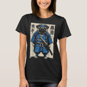 Dog Pug Samurai Funny Japanese Warrior Art Men Wom T-Shirt