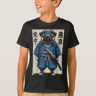 Dog Pug Samurai Funny Japanese Warrior Art Men Wom T-Shirt