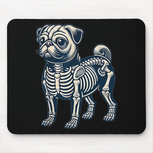 Dog Pug Skeleton Halloween Mouse Mat (Front)