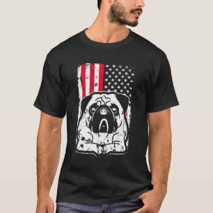 Dog Pug Us American Flag 3 T-Shirt