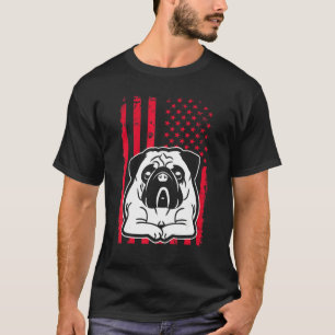 Dog Pug Us American Flag T-Shirt
