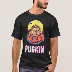 Dog Pugkin Pugs Pumpkin Halloween Costume Cut T-Shirt