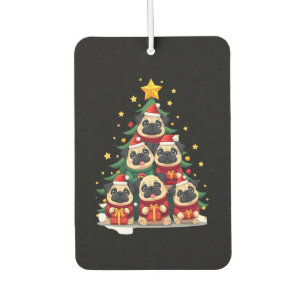 Dog Pugs Christmas Tree Cute Xmas (1) Car Air Freshener