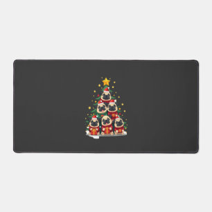 Dog Pugs Christmas Tree Cute Xmas (1) Desk Mat
