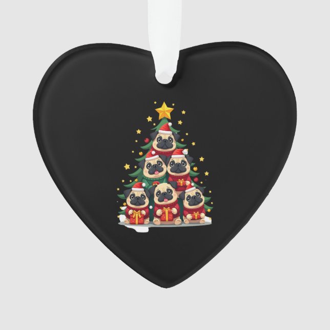 Dog Pugs Christmas Tree Cute Xmas (1) Ornament (Front)