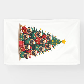 Dog Pugs Christmas Tree Cute Xmas (2) Banner