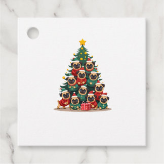 Dog Pugs Christmas Tree Cute Xmas (2) Favour Tags