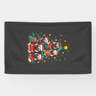 Dog Pugs Christmas Tree Cute Xmas (3) Banner