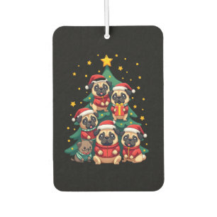 Dog Pugs Christmas Tree Cute Xmas (3) Car Air Freshener