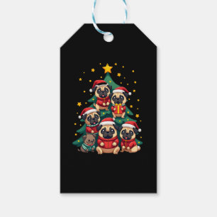 Dog Pugs Christmas Tree Cute Xmas (3) Gift Tags