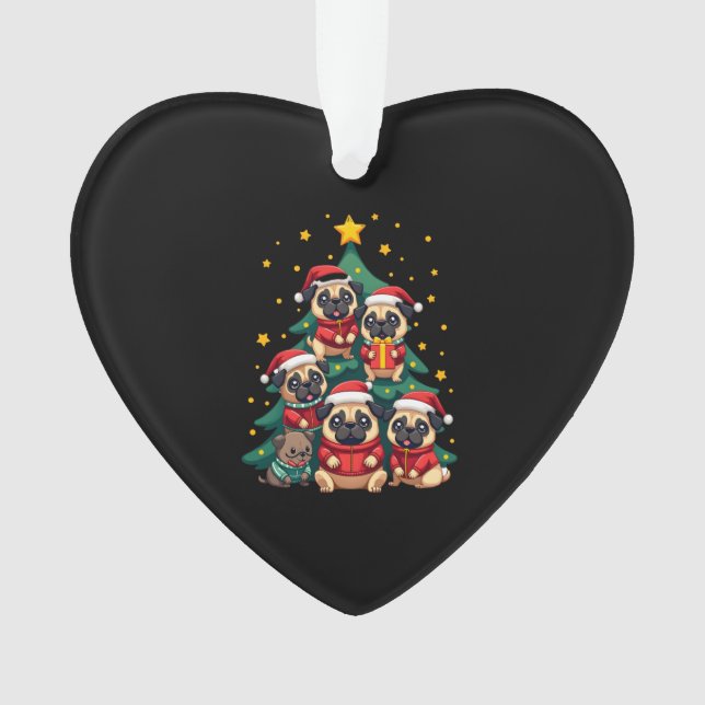 Dog Pugs Christmas Tree Cute Xmas (3) Ornament (Front)
