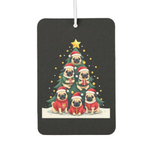 Dog Pugs Christmas Tree Cute Xmas (4) Car Air Freshener