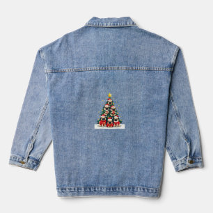 Dog Pugs Christmas Tree Cute Xmas (4) Denim Jacket
