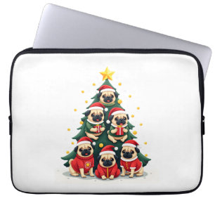 Dog Pugs Christmas Tree Cute Xmas (4) Laptop Sleeve