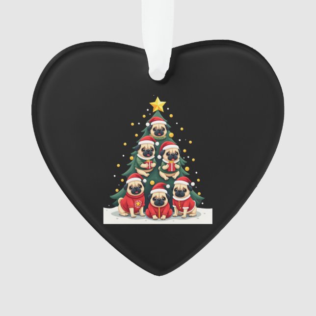 Dog Pugs Christmas Tree Cute Xmas (4) Ornament (Front)