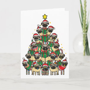 Dog Pugs Christmas Tree Cute Xmas Boys Girls Kids Card