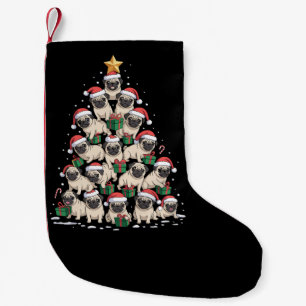 Dog Pugs Christmas Tree Cute Xmas Dogs Mum Small Christmas Stocking