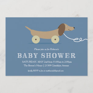 Dog Pull Toy Baby Shower Invitation