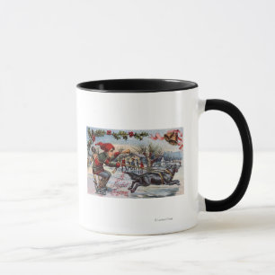 Dog Pulling Kid on Ice Skates Mug