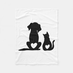Dog Puppy And Baby Dog And Cat Lover Fleece Blanket