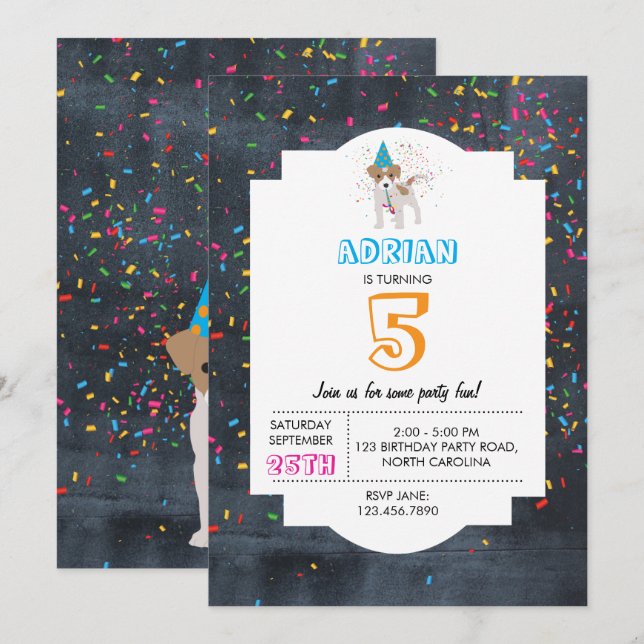 Dog Puppy Animal Kids Birthday Party Boy Girl Invitation (Front/Back)