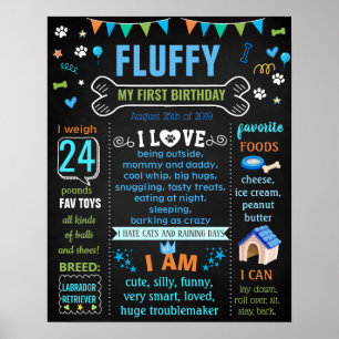 Dog Puppy Birthday chalkboard sign milestone
