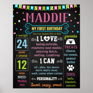 Dog Puppy Birthday chalkboard sign milestone
