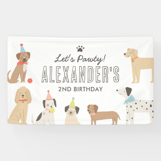 Dog Puppy Birthday Party Banner (Horizontal)