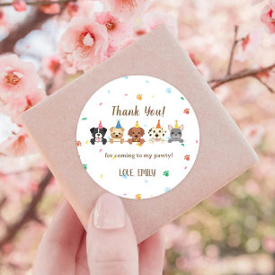  Dog Puppy Birthday Party Classic Round Sticker