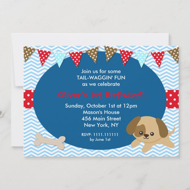 Dog Puppy Birthday Party Invitations (Front)