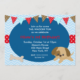 Dog Puppy Birthday Party Invitations