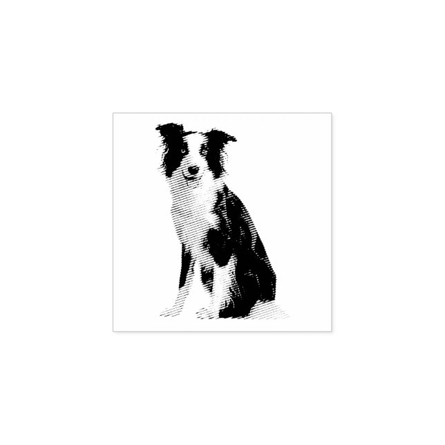 Dog Puppy Border Collie Rubber Stamp (Imprint)