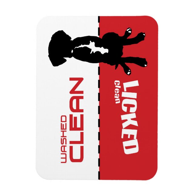 Dog Puppy Dishwasher Magnet - Licked Clean (Vertical)