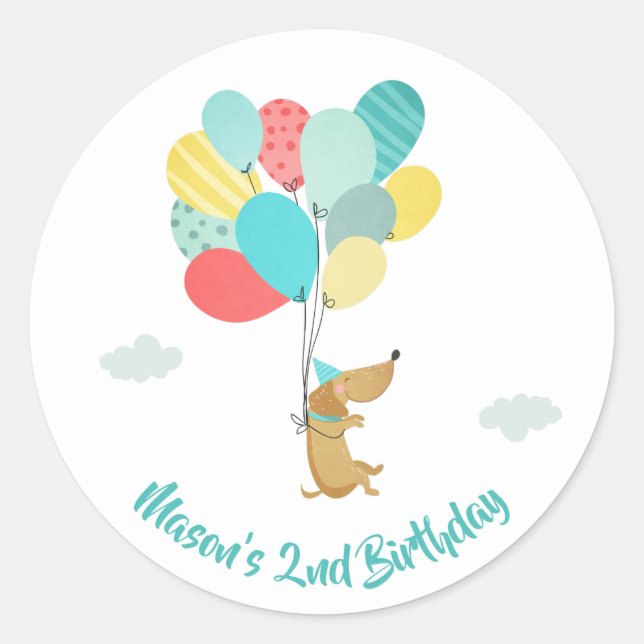 Dog puppy Envelope seal sticker Paw-ty Blue Boy (Front)