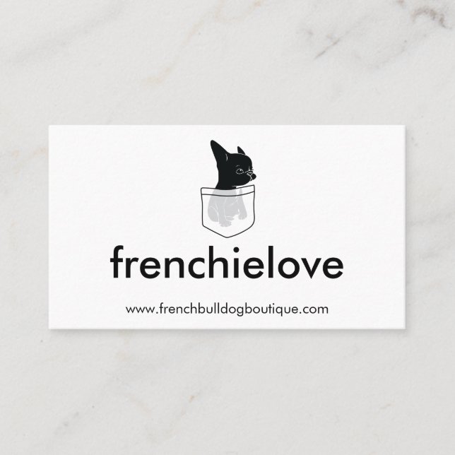 Dog Puppy in the Pocket Cute French Bulldog Business Card (Front)