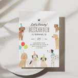 Dog Puppy Let's Pawty Birthday Invitation<br><div class="desc">Invite friends and family to celebrate your little one's birthday with this colourful puppy dog themed invitation.</div>