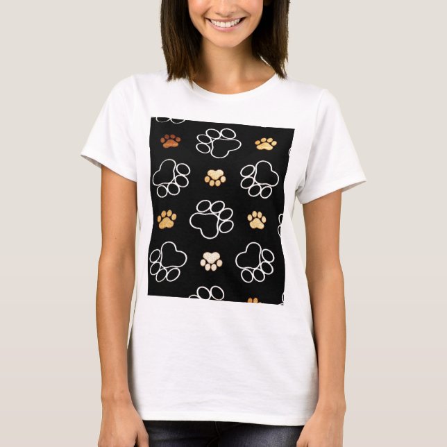 Dog Puppy Paw Prints Gifts for Dog Lovers T-Shirt (Front)