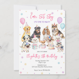 Dog Puppy Pawty Birthday Invitation