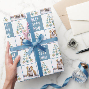 Dog Puppy Pet Snowflake Christmas Tree Photo Wrapping Paper